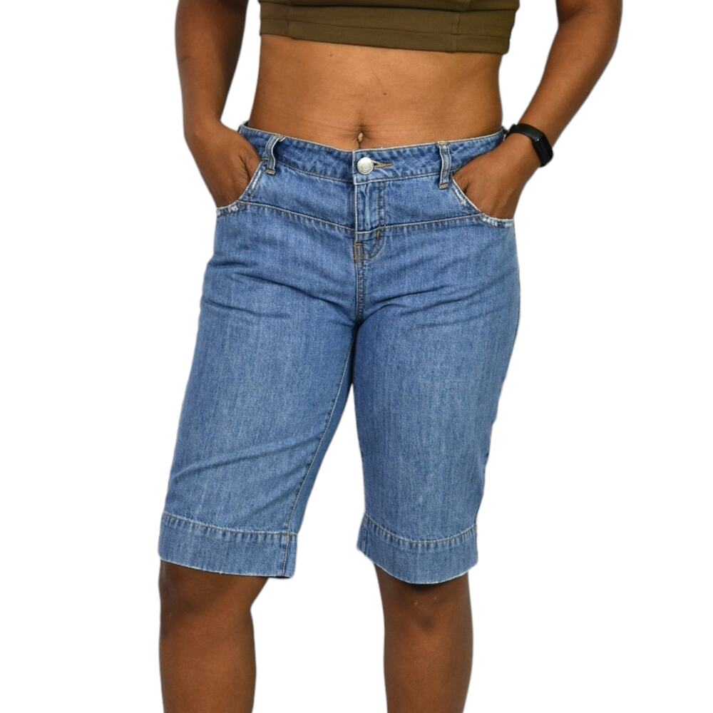 Vintage London Jean Short Blue Denim Longline Low Rise Y2K Cotton Bermuda Jort 4